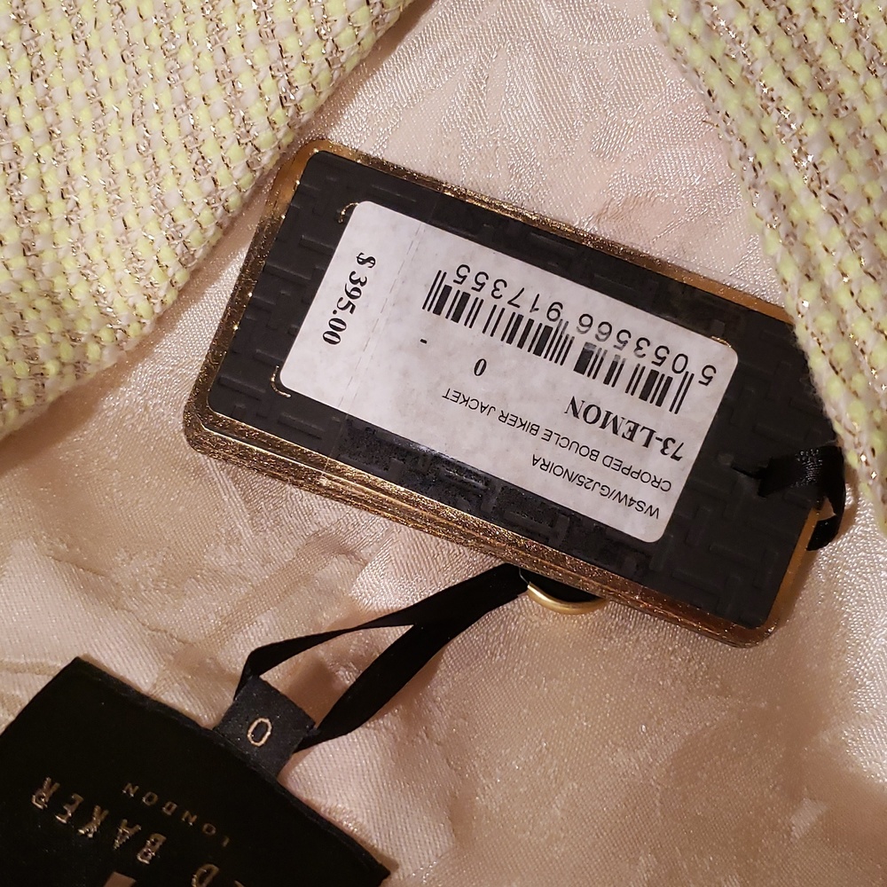 Ted Baker NEW Jacket Metallic Gold Tweed Zip Cropped Blazer Women's 2 - Picture 16 of 17